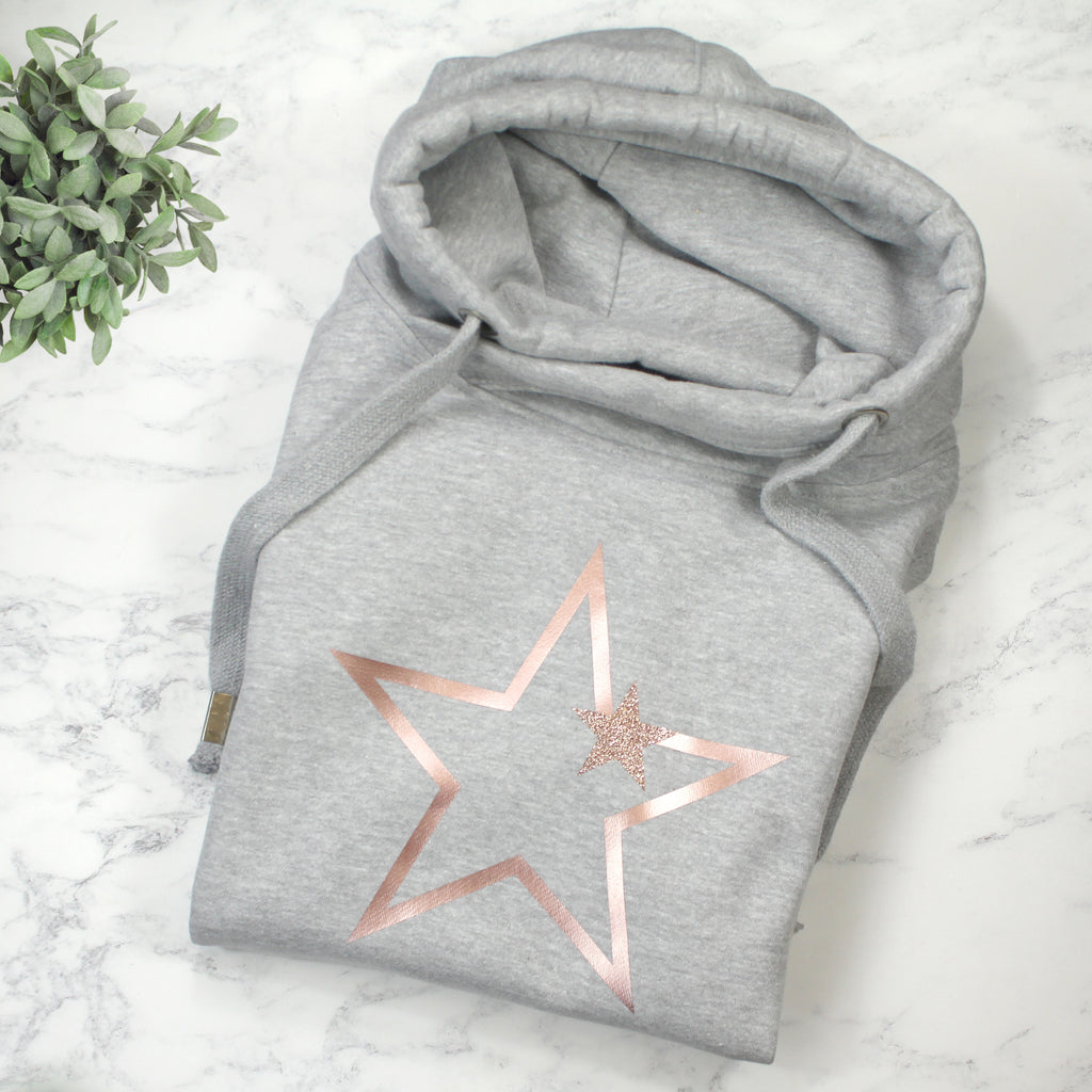 Heather Grey Starstruck Cowl Neck Hoodie