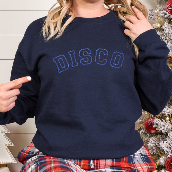 Navy Glitter Disco Sweatshirt in Navy Blue