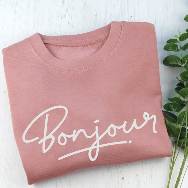 Dusky Pink Bonjour Sweatshirt
