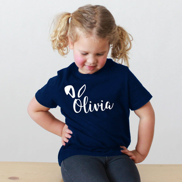 Personalised Easter T Shirt with Bunny Ears