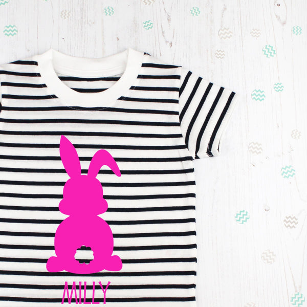 Personalised Breton Striped Easter Rabbit T Shirt