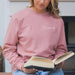 Embroidered Mama Sweatshirt in Dusky Pink