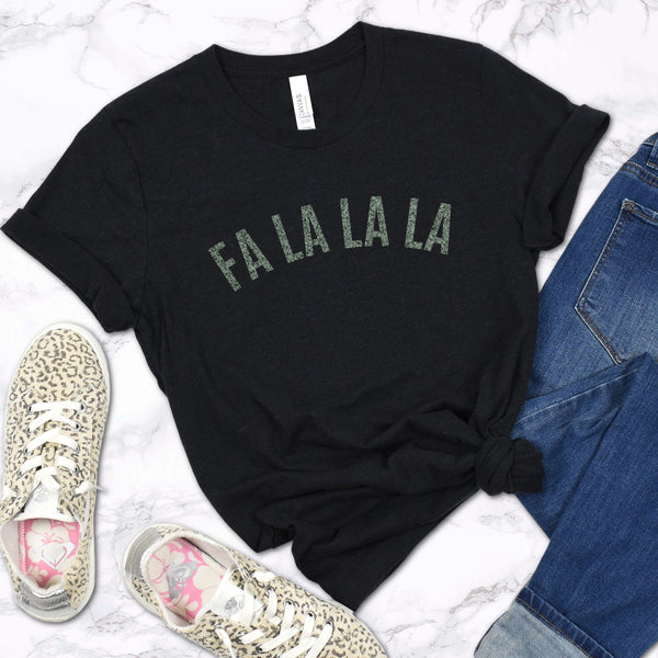Fa La La La Ladies Glitter Christmas T-Shirt