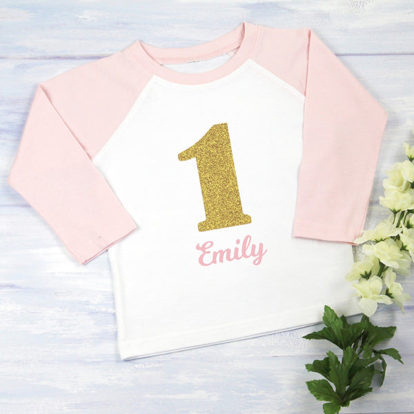 Personalised First Birthday T Shirt in Pink