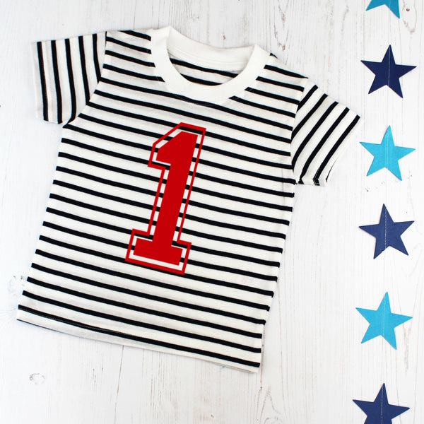 First Birthday Number One Breton T Shirt, - Betty Bramble
