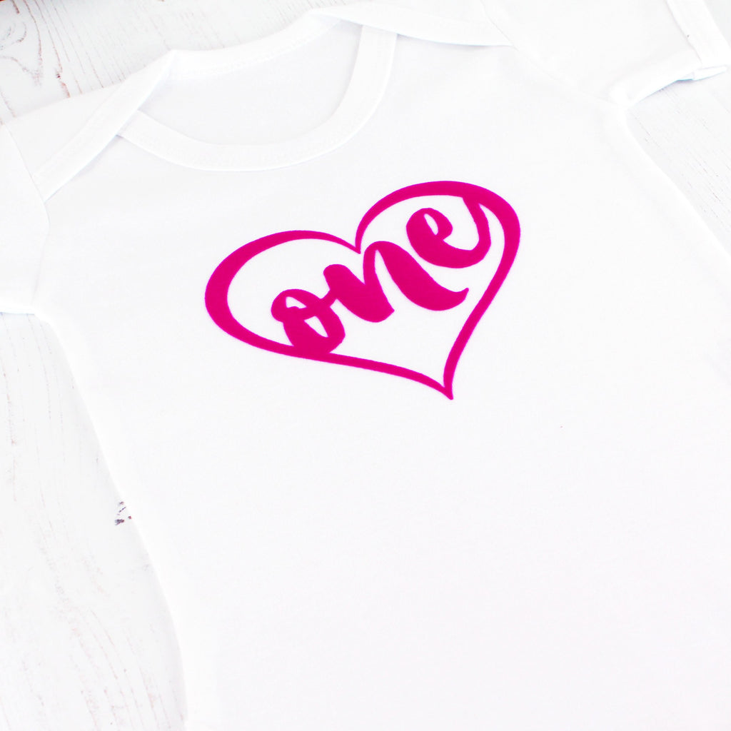 First Birthday Pink Heart Bodysuit - Betty Bramble