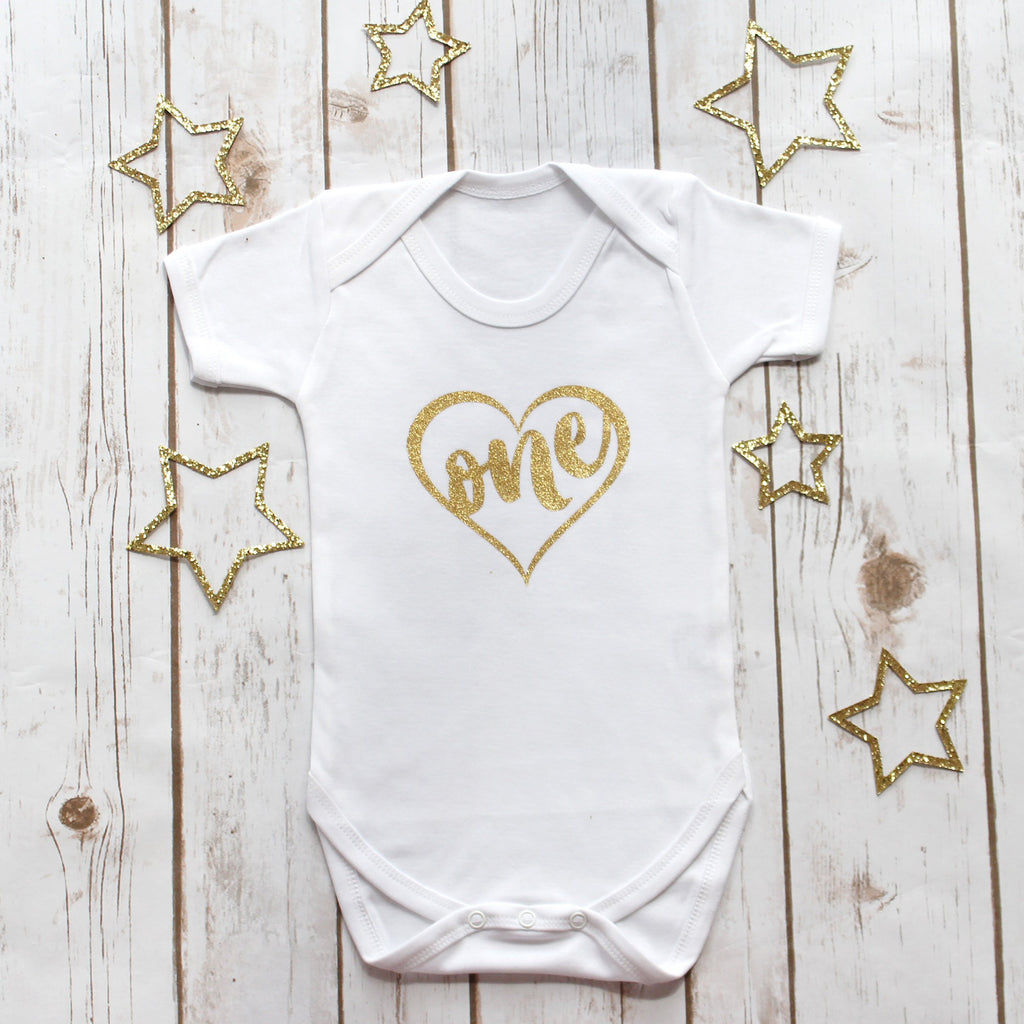First Birthday Gold Heart Tutu Outfit - Betty Bramble