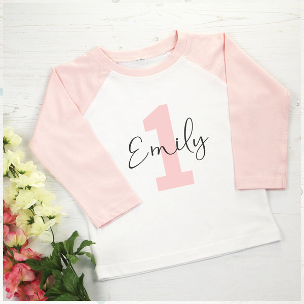 Personalised Pink First Birthday T Shirt with Name