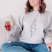 Grey Glitter Lightning Bolt Outline Sweatshirt