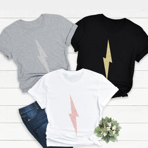 Ladies Glitter Lightning Bolt T Shirt - Express Delivery Available At Betty Bramble