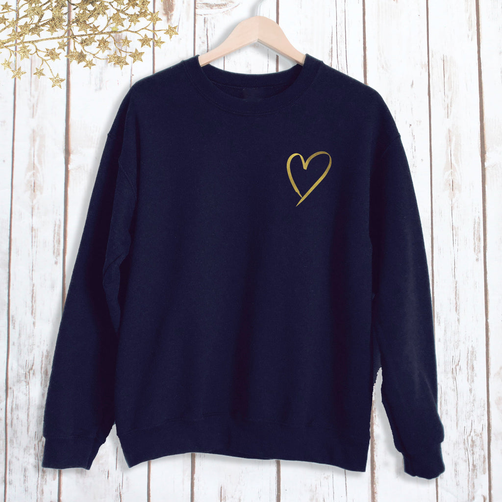 Gold Heart Ladies Navy Sweatshirt