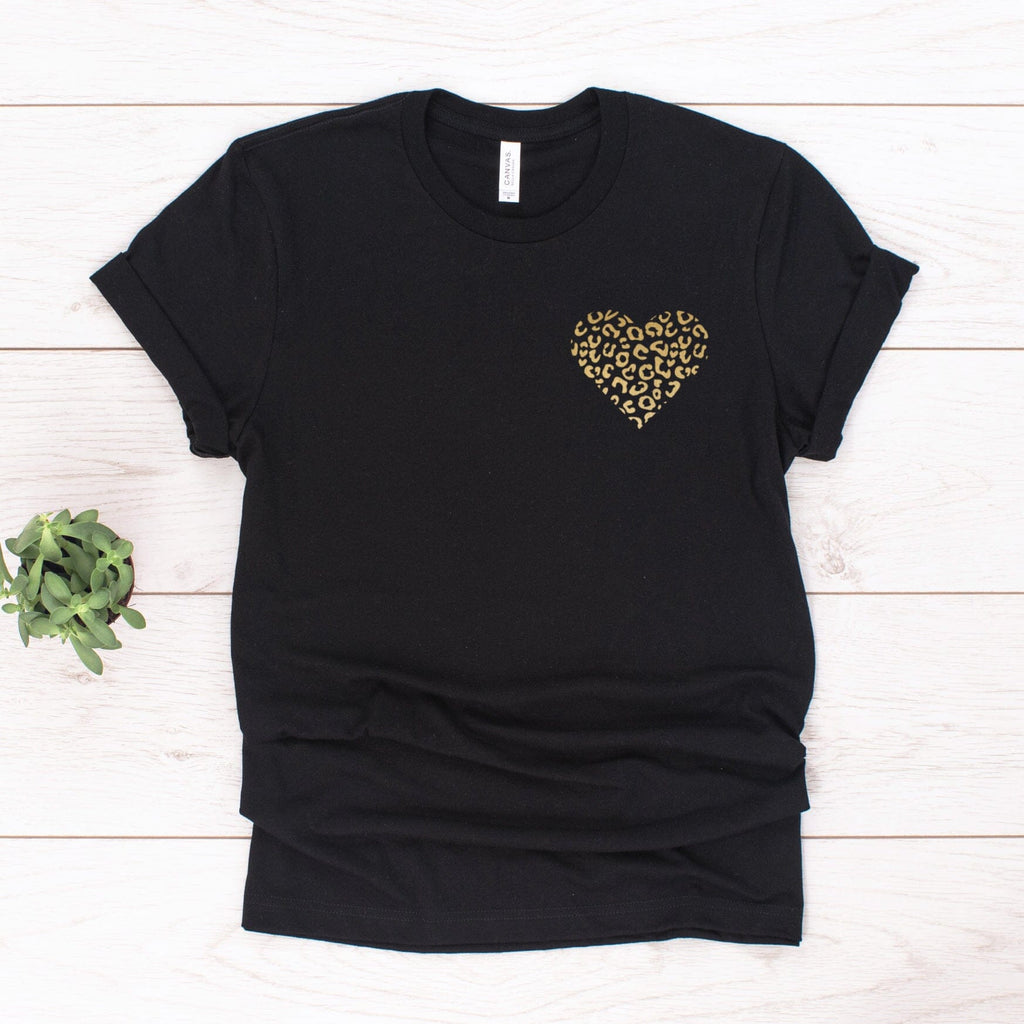 Gold Leopard Heart Ladies T Shirt