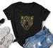 Gold Leopard Face Ladies T Shirt
