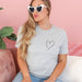 Silver Glitter Heart Ladies Grey T Shirt