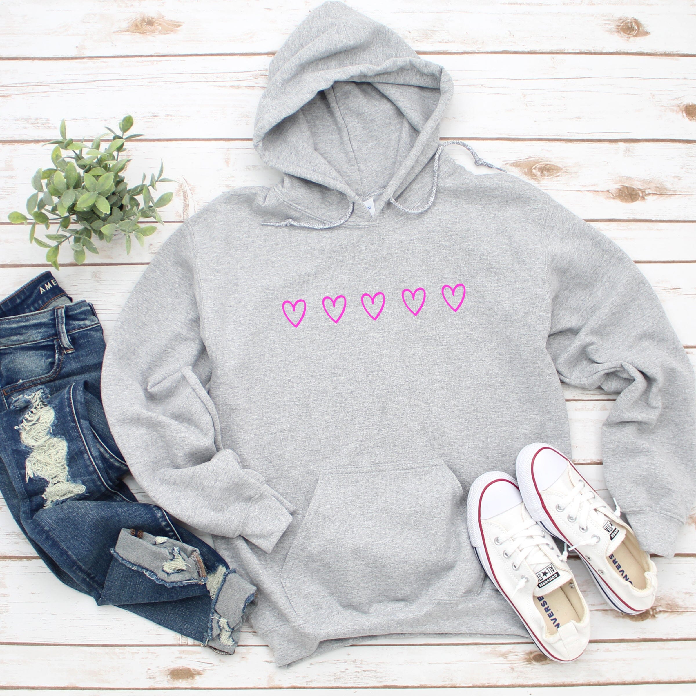 Mini Neon Hearts Ladies Hooded Sweatshirt