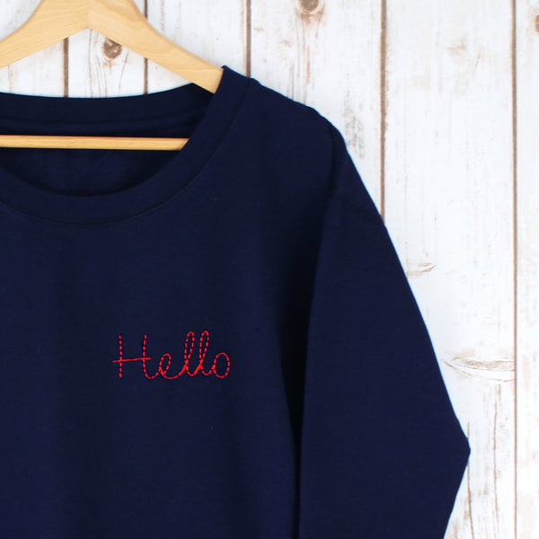 Embroidered Hello Sweatshirt - Betty Bramble