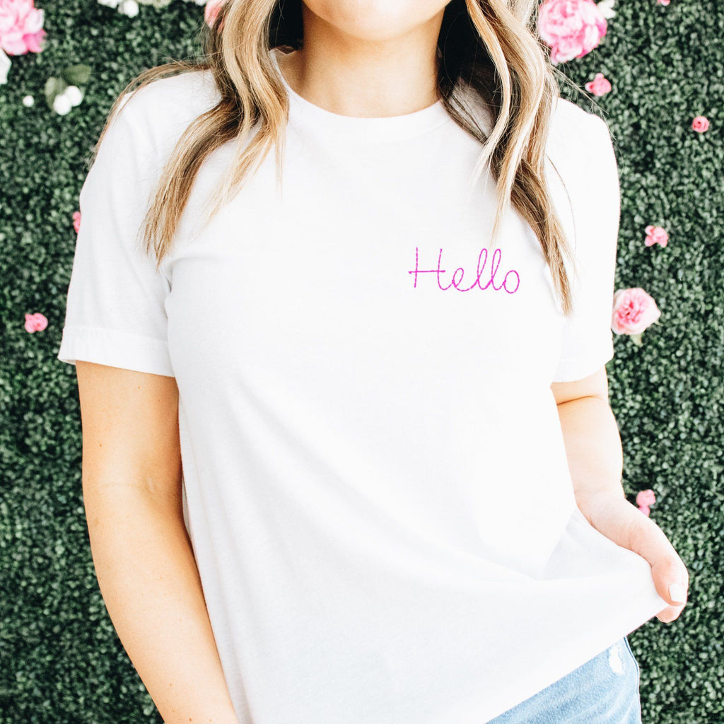Embroidered Hello T Shirt