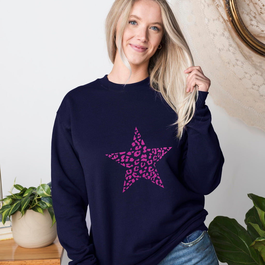 Metallic Pink Leopard Star Sweatshirt