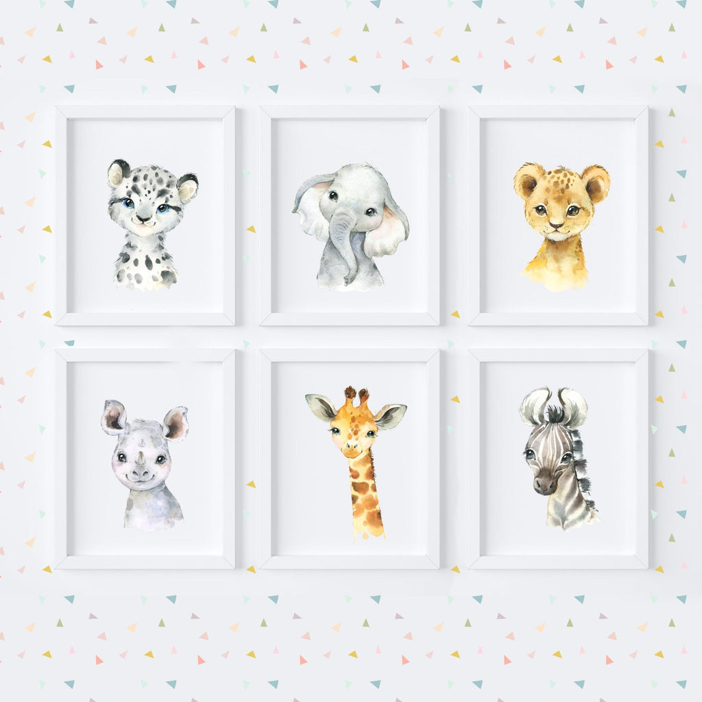 Jungle Safari Babies Nursery Art Print Set