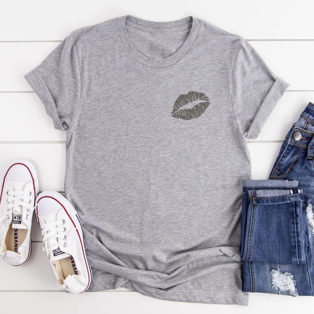 Ladies Lips Glitter Kiss T Shirt
