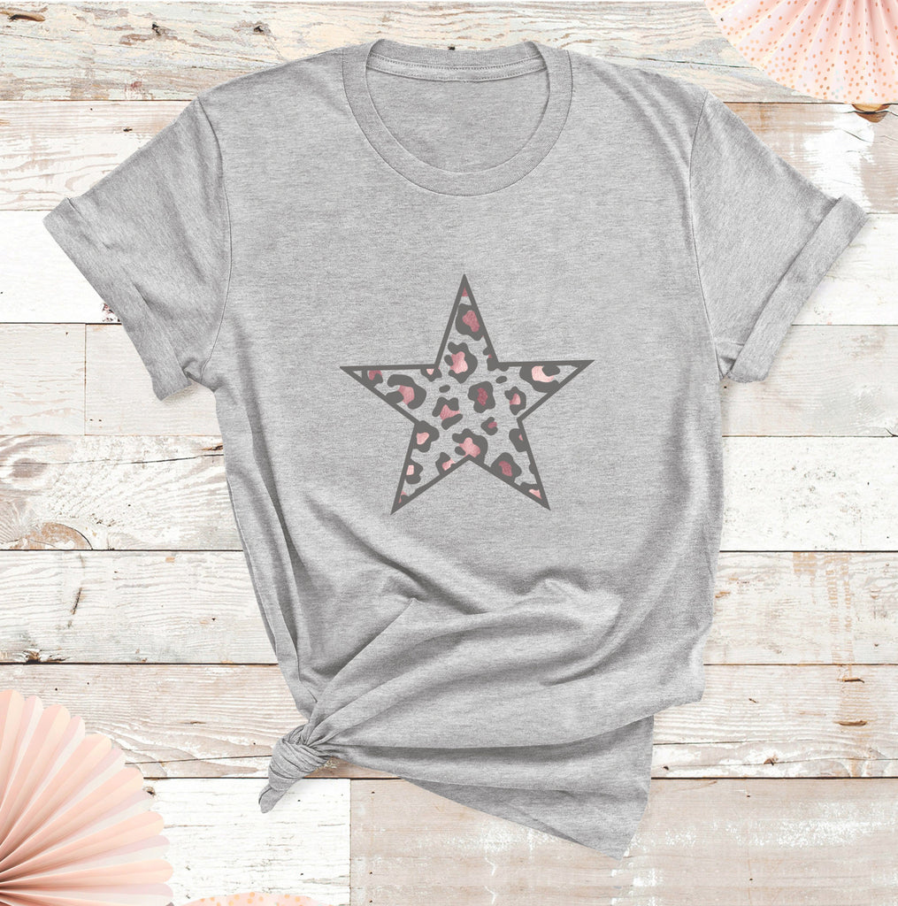 Ladies Rose Gold Leopard Star T Shirt, - Betty Bramble