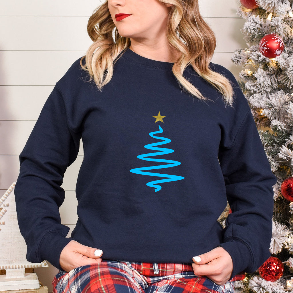 Neon Blue Christmas Tree Sweatshirt