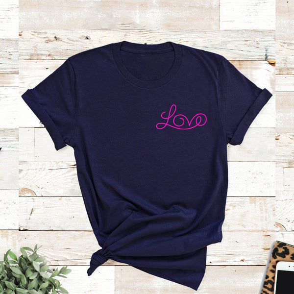 Ladies Neon Pink Love T-Shirt