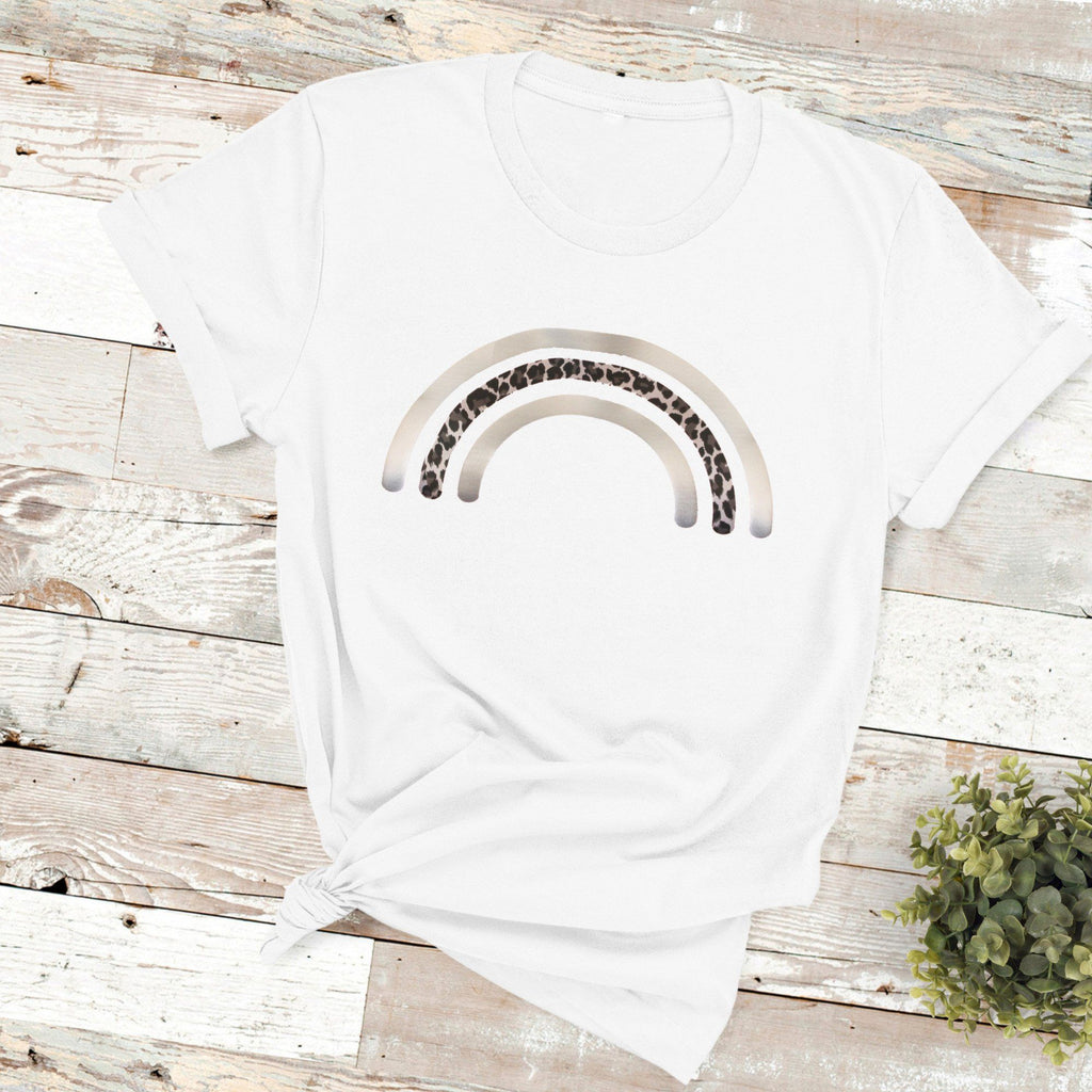 Ladies Leopard Rainbow T-Shirt in Silver, - Betty Bramble