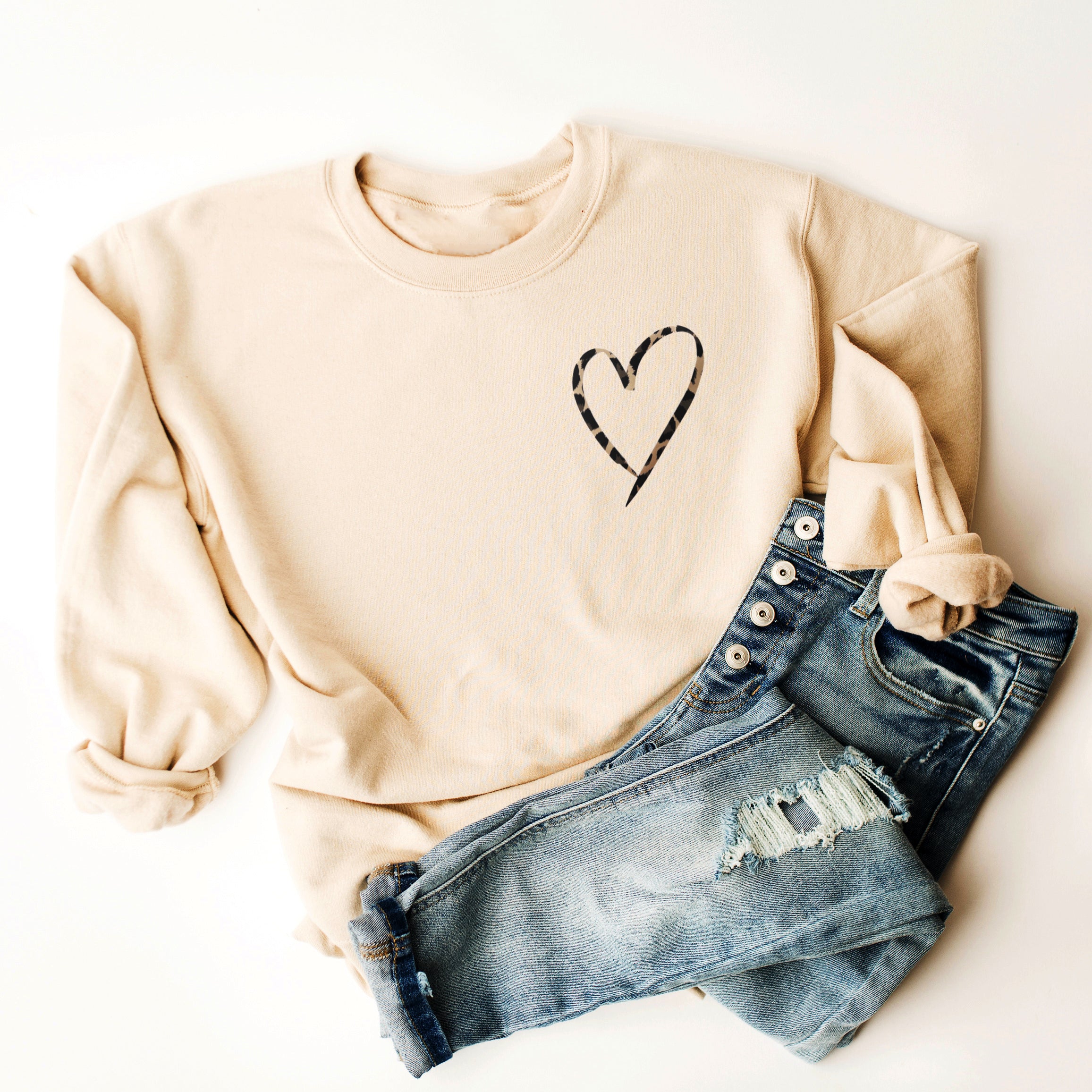 Nude Leopard Heart Ladies Sweatshirt