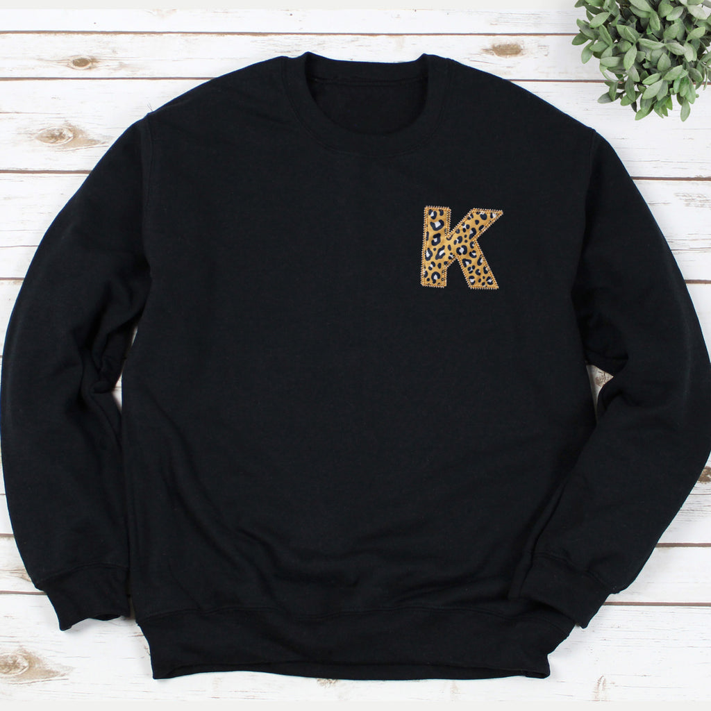Mustard Leopard Applique Personalised Sweatshirt