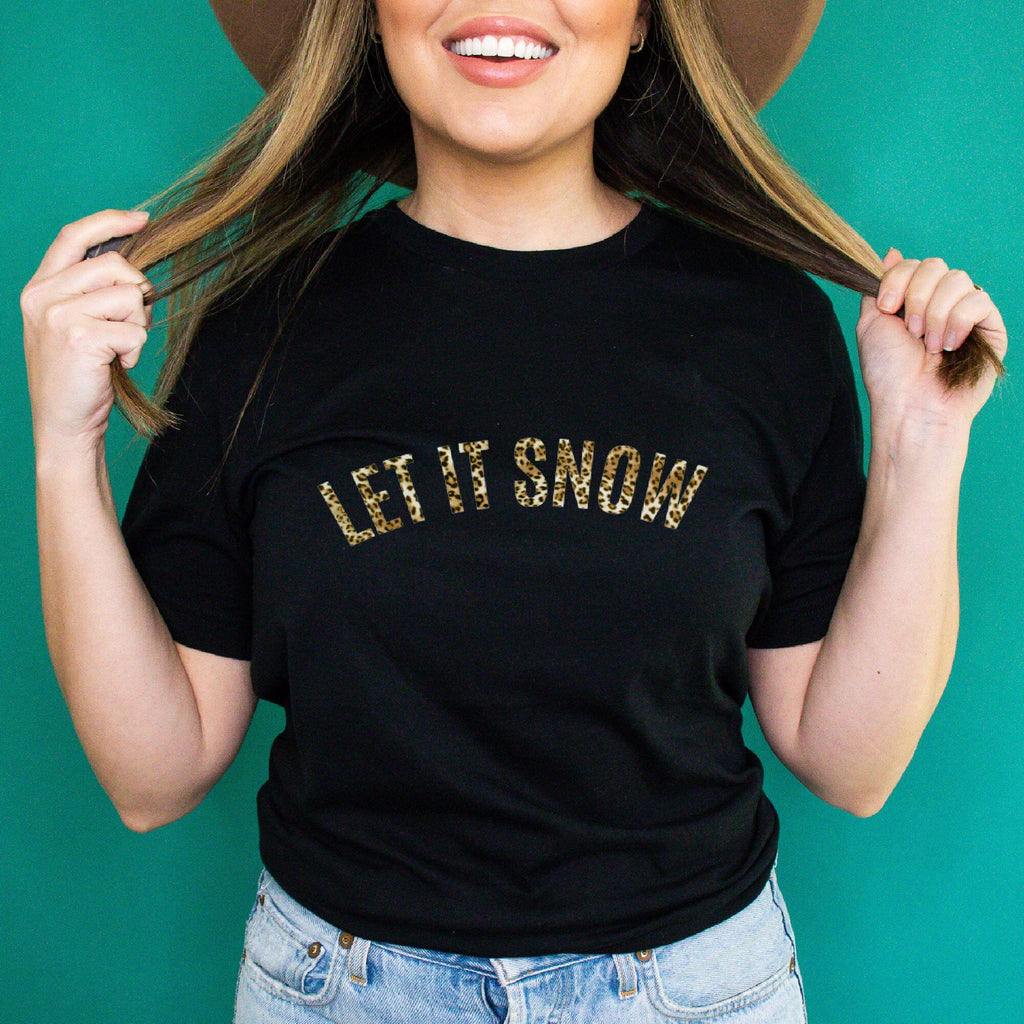 Let it Snow Leopard Print Christmas T Shirt
