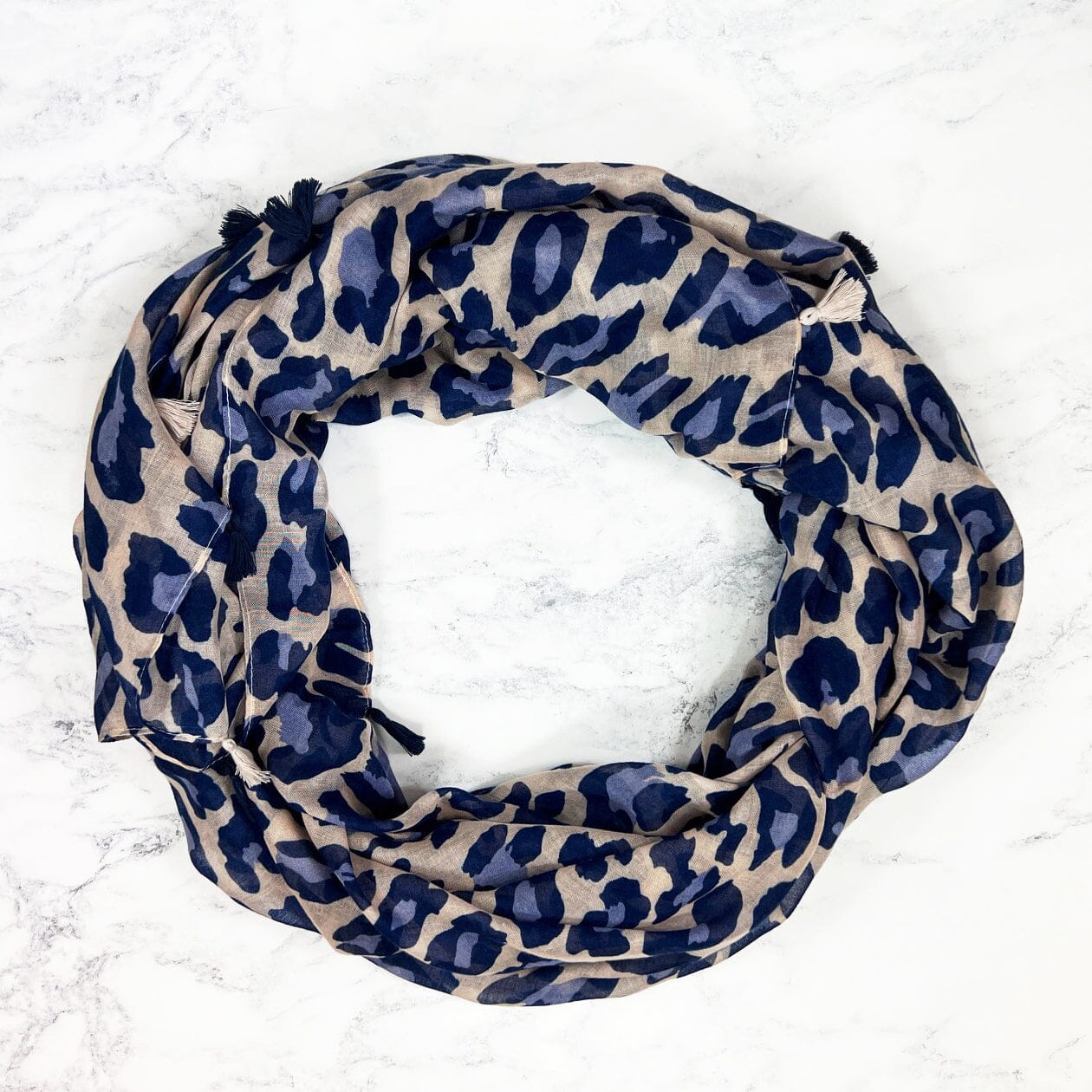 Leopard Print Scarf in Blue Betty Bramble
