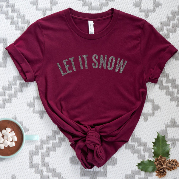 Let it Snow Ladies Glitter Christmas T-Shirt