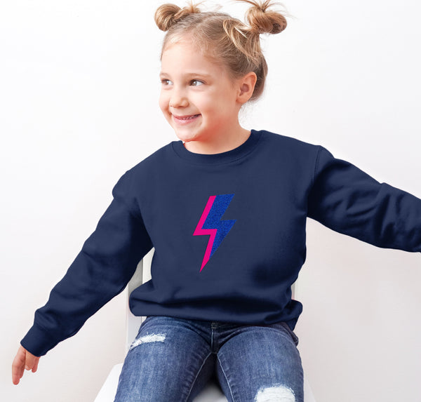Children s Glitter Lightning Bolt Sweatshirt Betty Bramble