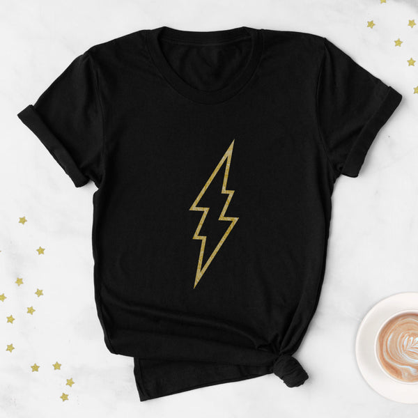 Gold Lightning Bolt Outline T-Shirt