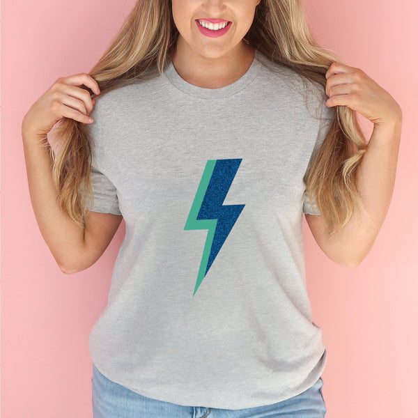 Ladies Navy & Aqua Lightning Bolt T Shirt