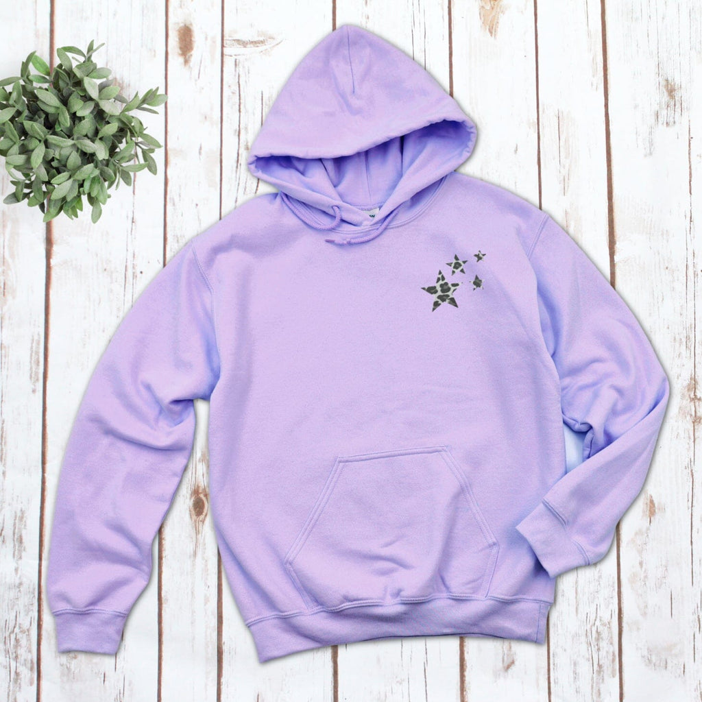 Leopard Print Stars Lilac Hooded Sweatshirt