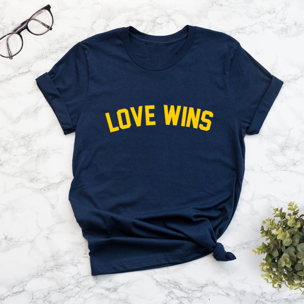 Love Wins Ladies T Shirt in Yellow
