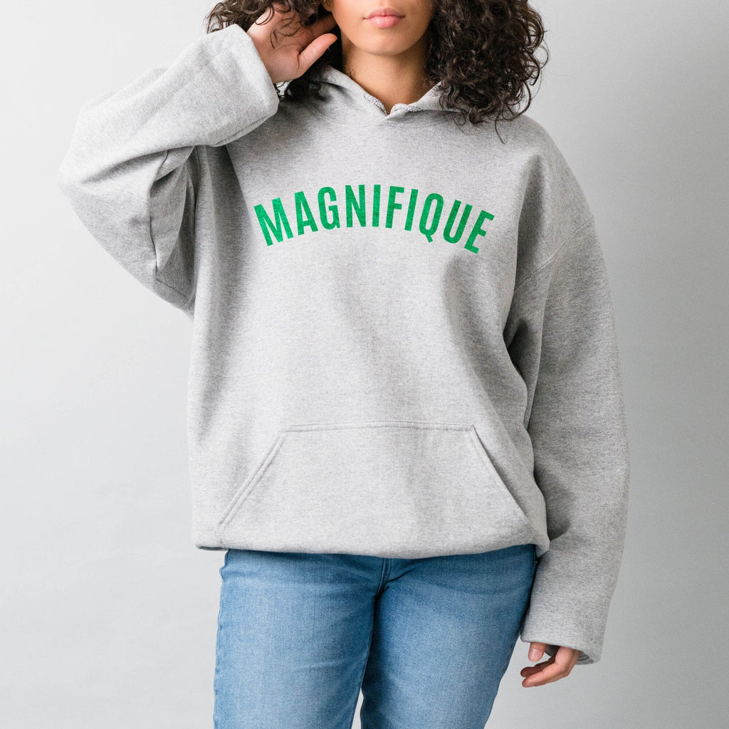 Magnifique Heather Grey with Green Hoodie
