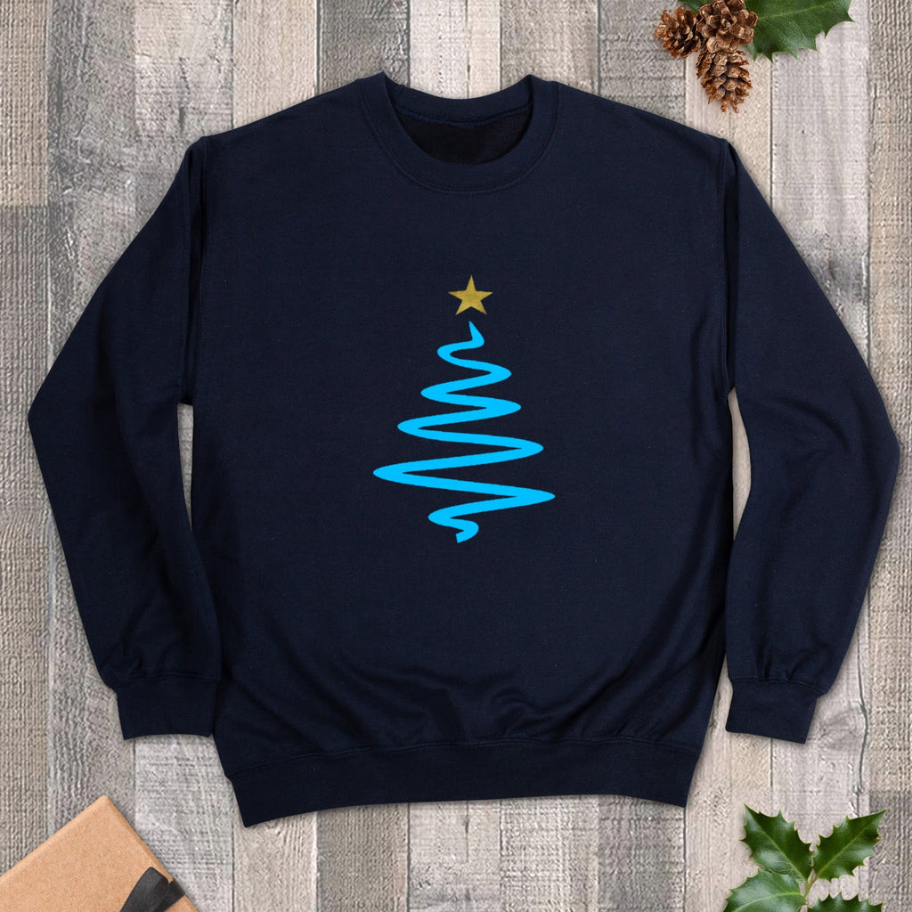 Men's Neon Blue Christmas Tree Jumper