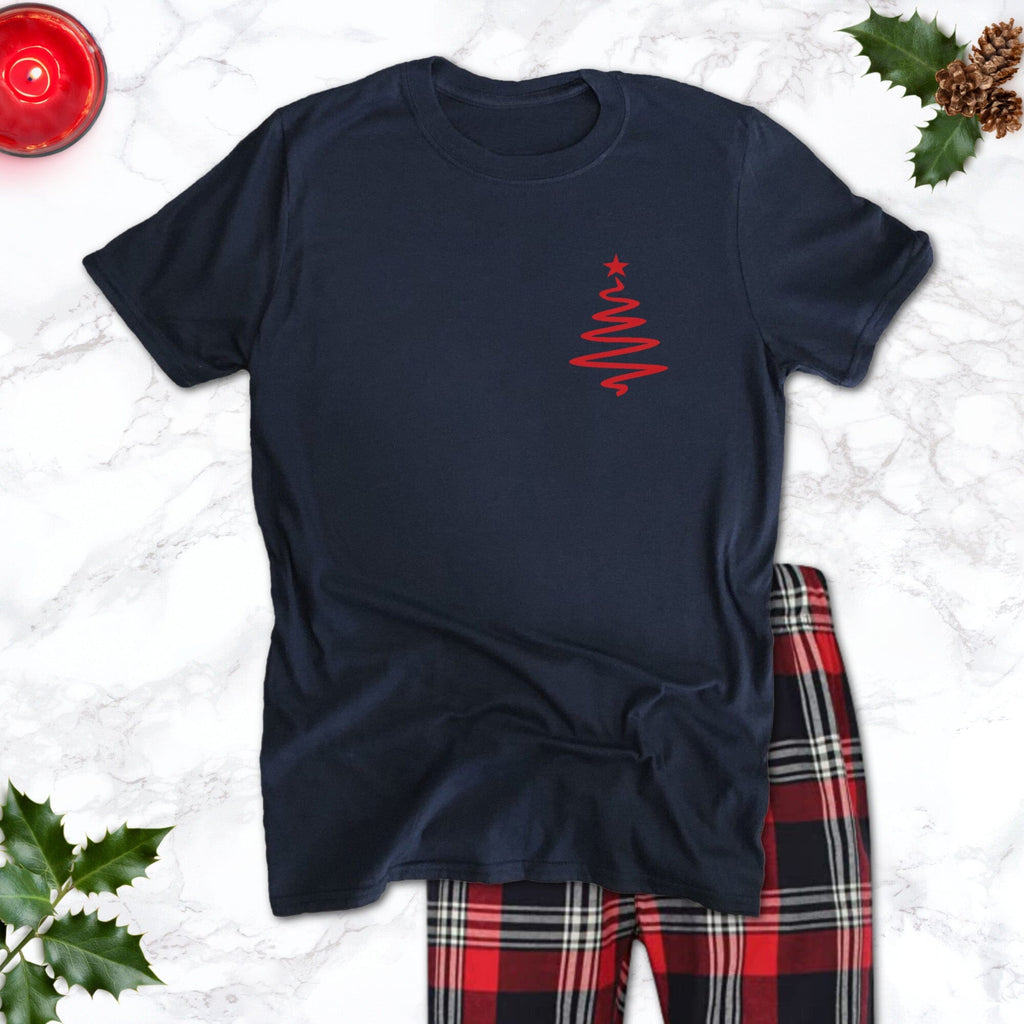 Men's Christmas Pyjamas with Pocket Christmas Tree Design