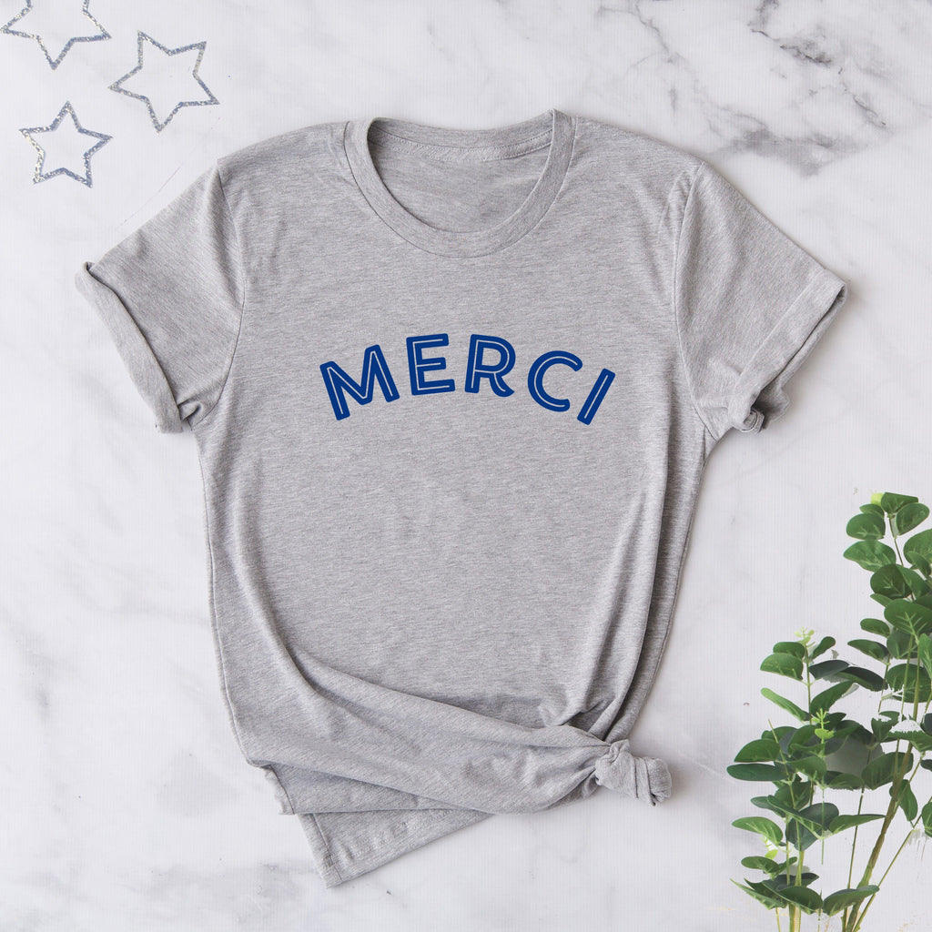 Merci Ladies T Shirt in Grey