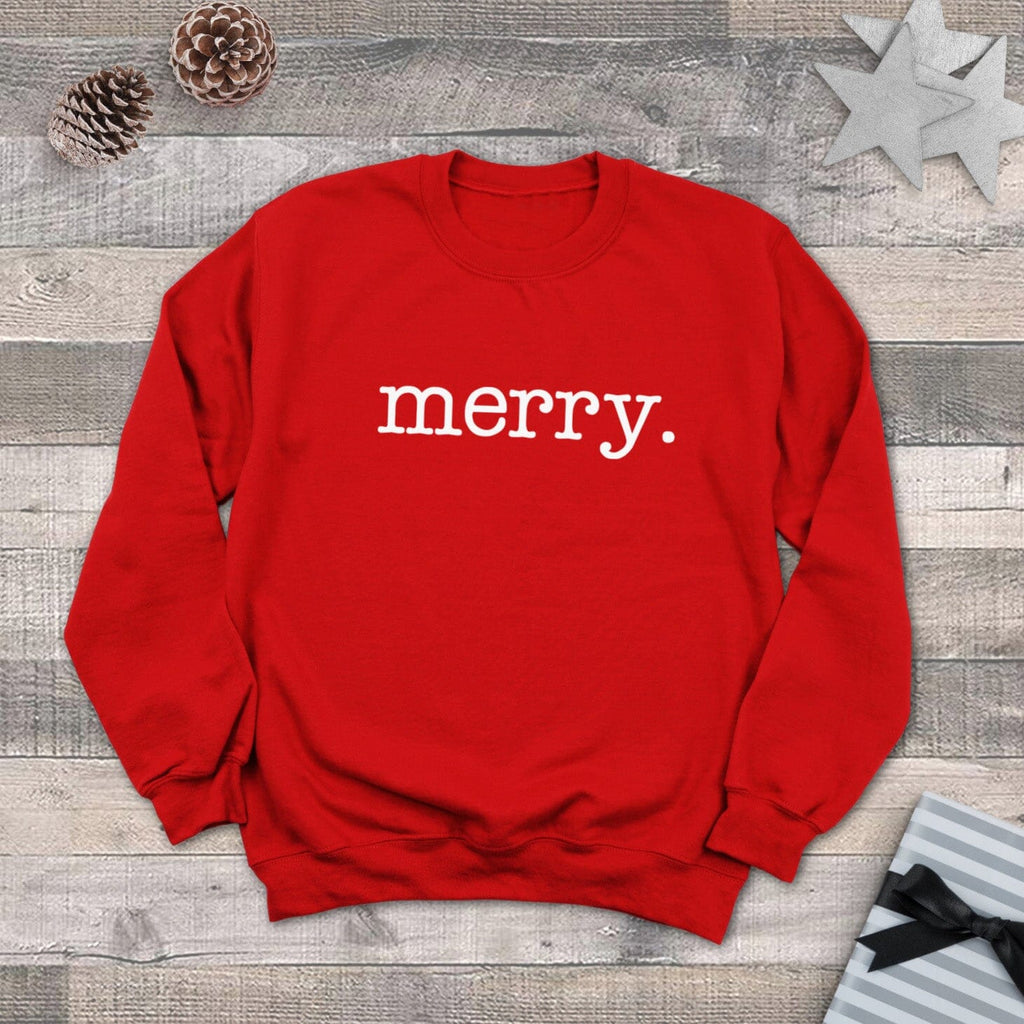 Men's Merry Christmas Sweatshirt in Red - Express Delivery Available At Betty Bramble