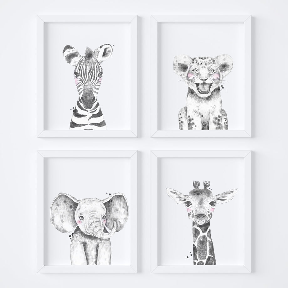 Animal Safari Nursery Art Print Set Nursery Print Nursery