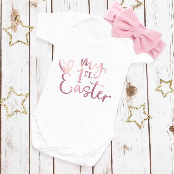 My First Easter Rose Gold Bodysuit, - Betty Bramble
