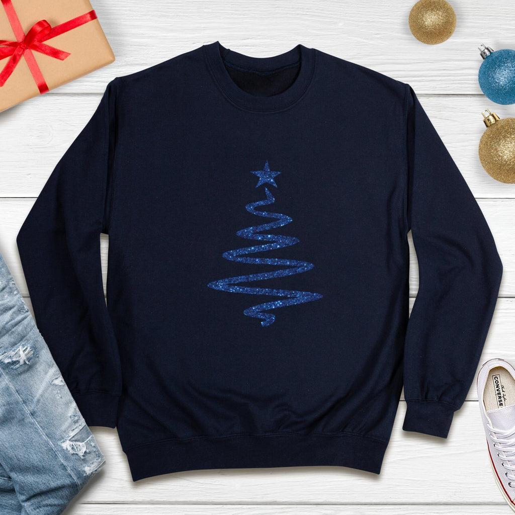 Navy Glitter Christmas Tree Sweatshirt