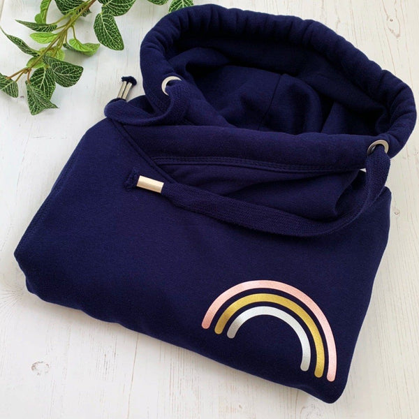 Navy Rainbow Cowl Neck Sweatshirt