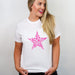 Leopard Print Star T Shirt in Neon Pink