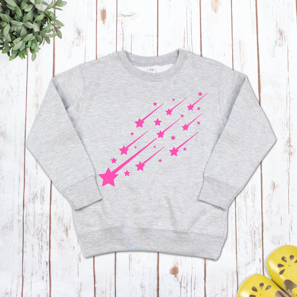 Neon Pink Shooting Stars Children's Sweatshirt