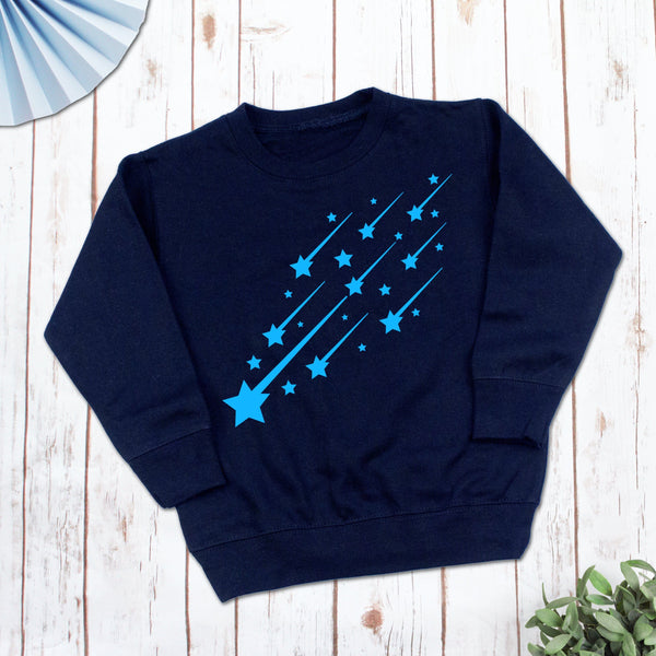 Neon Blue Shooting Stars Children's Sweatshirt